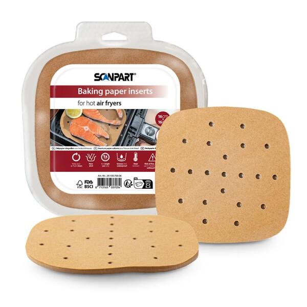 Scanpart Heißluftfritteusenpapier perforiert 16x16 cm, 100 Stück